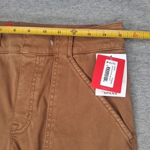 SPANX Stretch Twill Ankle Cargo Pants Women's XL Brown Honey Glow High-Rise - Picture 13 of 16